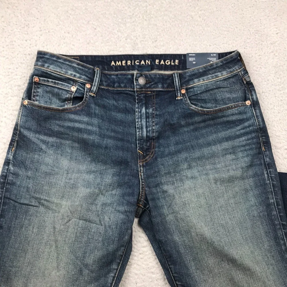 American Eagle Athletic Fit Jeans Mens 36x36 Blue Stone Wash Stretch Denim NEW